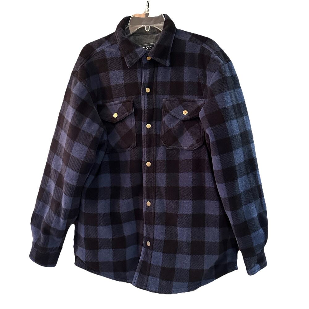 Maxxsel Quality Outerwear Sz L Mens Blue Plaid Flannel Jacket Thermal lined gorp